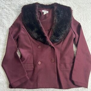 Vintage burgundy fur trim Women's blazer size M